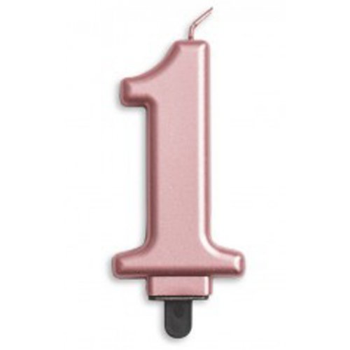 (image for) Jumbo Number 1 Candle Rose Gold - Click Image to Close